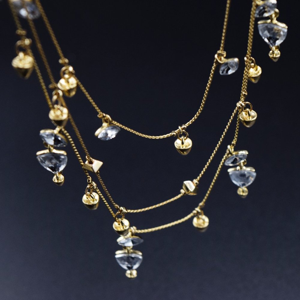 I.N.C. Gold White Beaded Net Statement Necklace